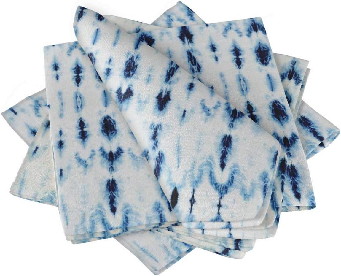 S4Sassy Blue Shibori Tie-Dye Holiday Parties Cloth Table Linen Re-Usable Dinner Napkins Set 22 x 22(Pack of 6)
