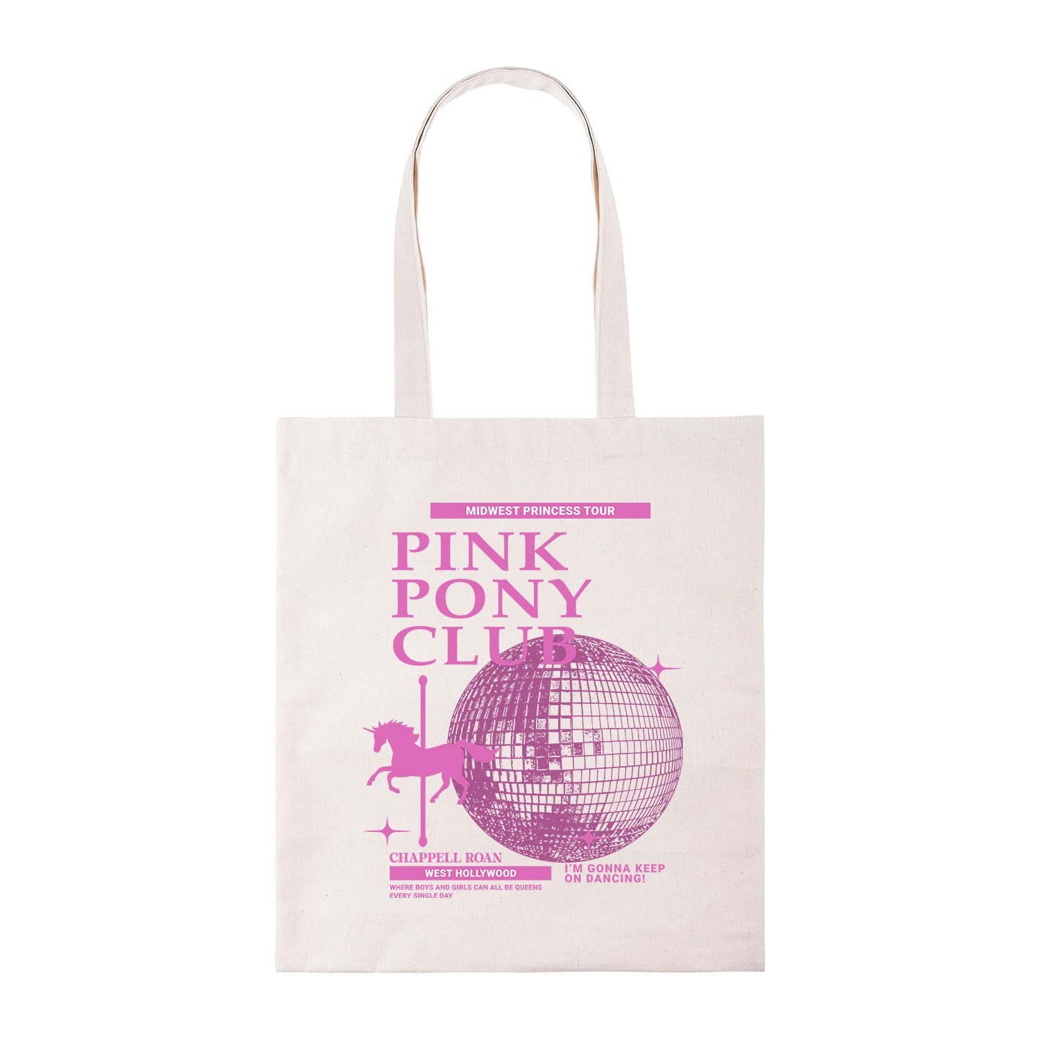 New Spirit Original Pink pony club, trend chappel roan cute tote bag cotton shopper shopping bag reusable bags trending iconic icon