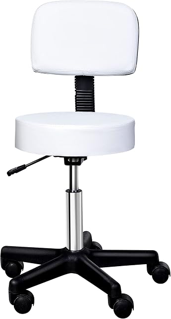 HOMCOM Massage Beauty Salon Spa Chair Stool Swivel Gas Lift Manicure Tattoo Stools Chair White
