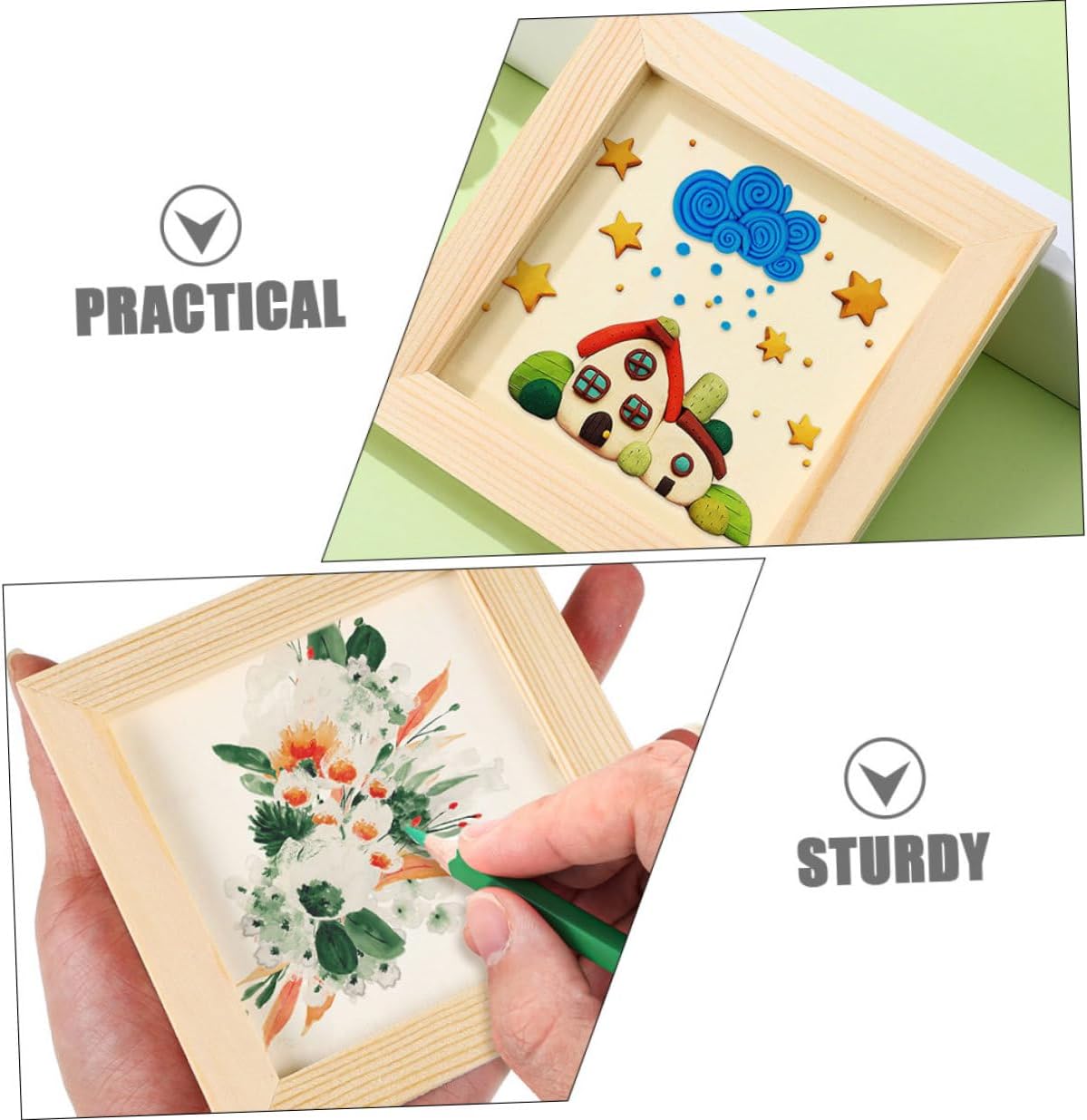 OUNONA 5 Pcs Wooden Blank Picture Frames for Boy Girl DIY Art Projects