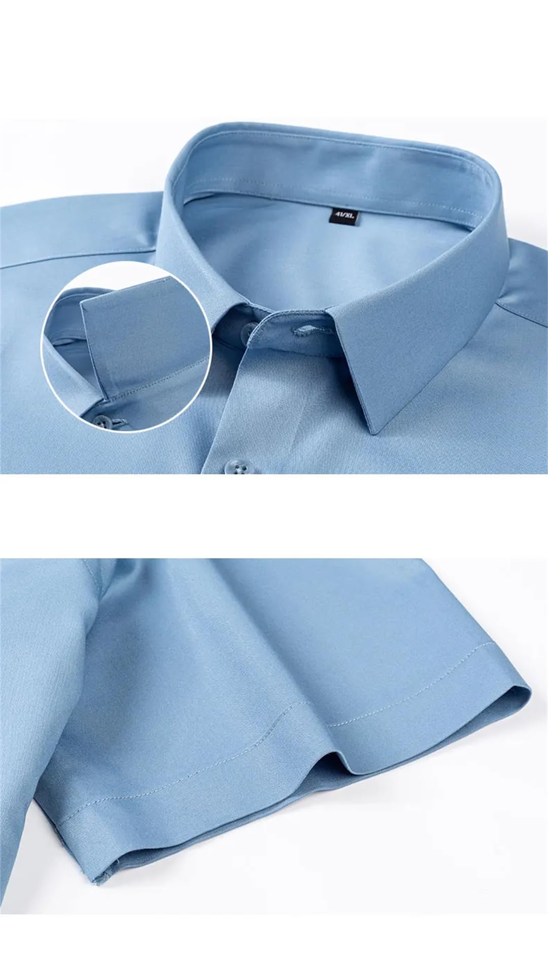 Camicia da uomo senza tasche sottile tinta unita casual da lavoro formale camicia a maniche corte non stirata