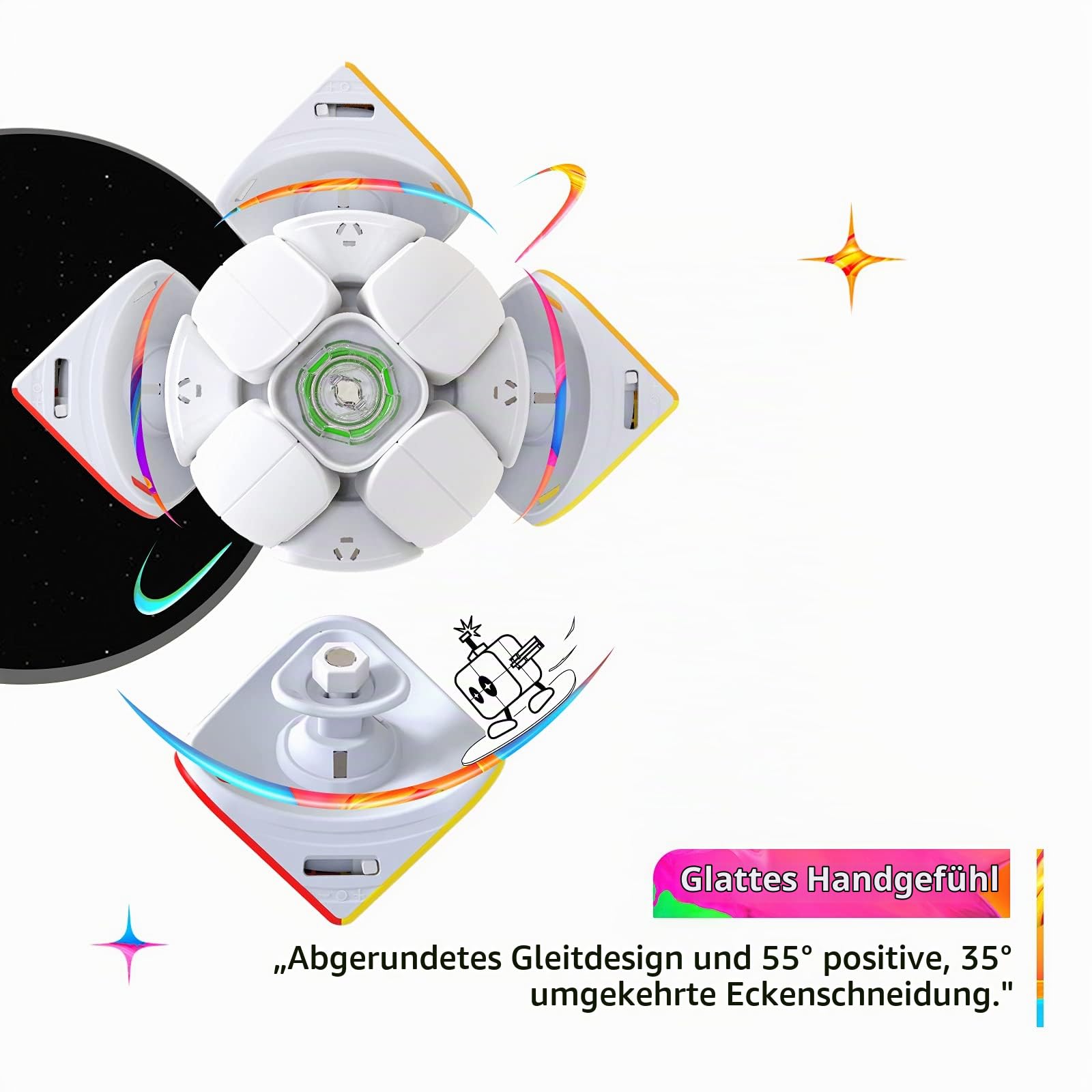 GAN 251 M Leap Zauberwürfel 2x2, Magnetisch Mini Speed Cube, UV | Original Speedcube mit 63 Magnete, Lernspielzeug Geschenk für Kinder, Anfänger + Erwachsene, Puzzle Fidget Toy, Stickerlos