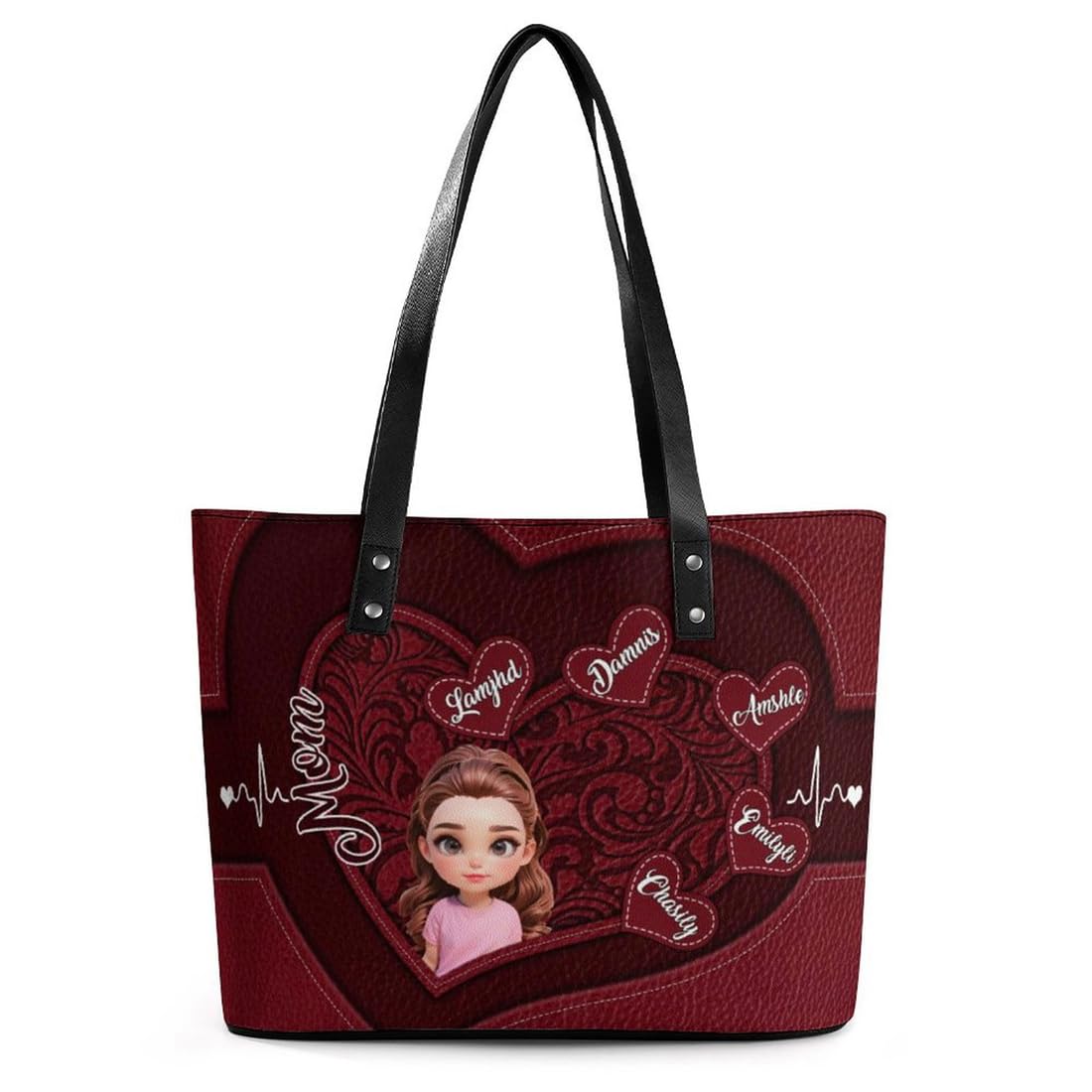 Personalized Shoulder Bag Custom Names Mothers Day Handbag Large Capacity Handbag Gift for Grandmother Mom Mother