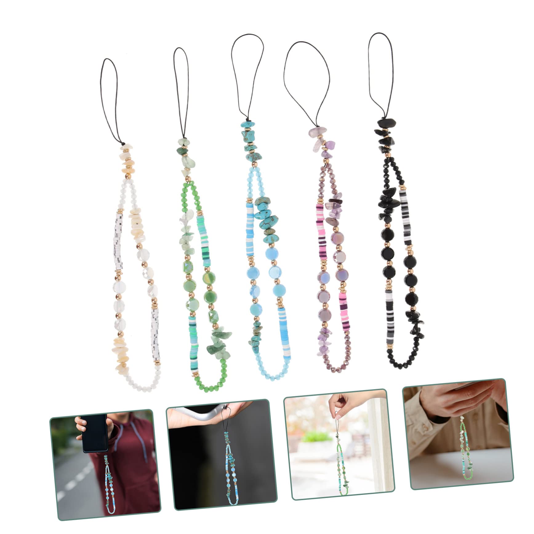 NUOBESTY Lanières De Téléphone Décoratives Perles Diy Dragonne Amovible Charmes Pour Mobile Accessoires Élégants Pour Téléphone
