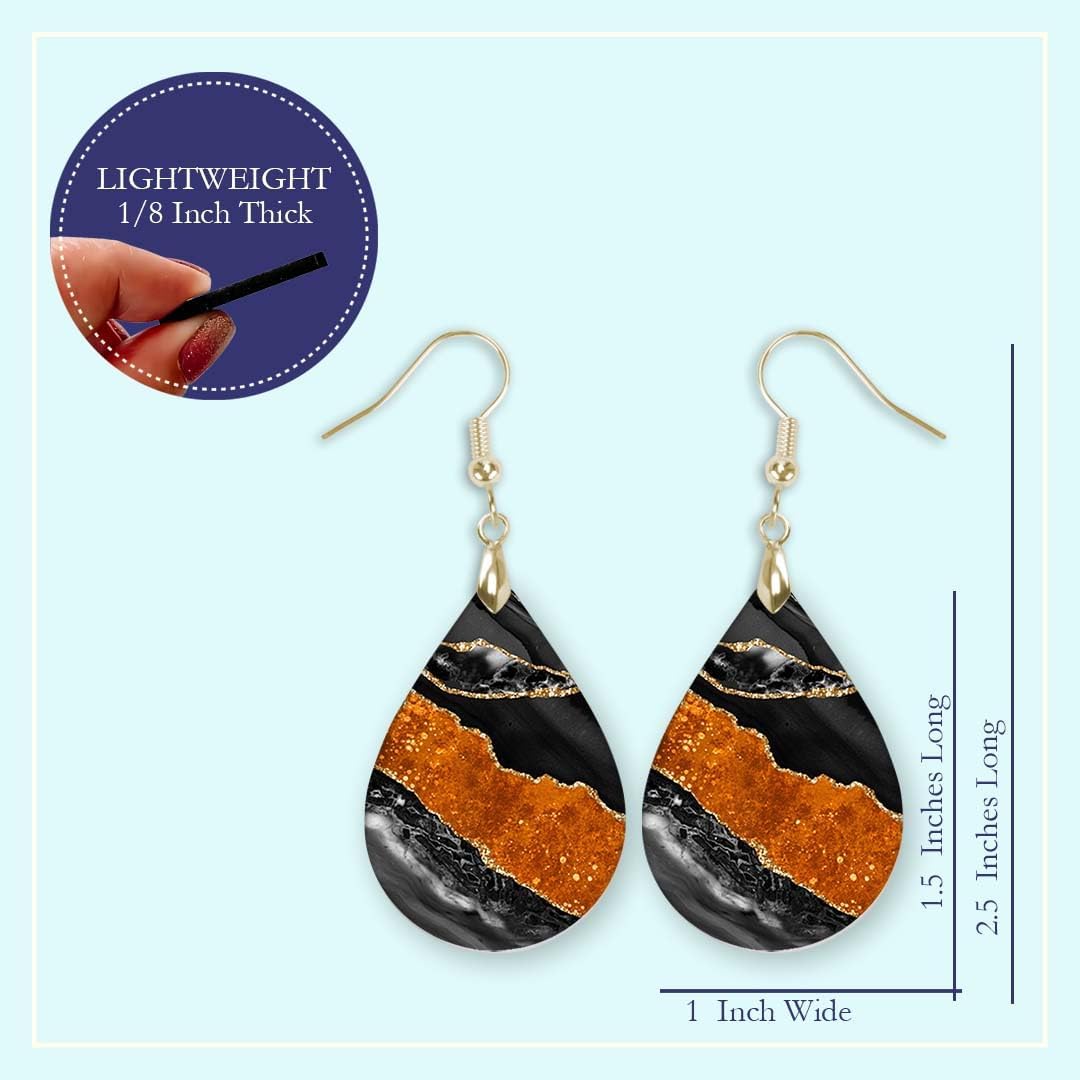 Dangle Earrings for Women Colorful Dangling Drop Statement Jewelry Printed MDF Wood Teardrop Double Side Print Handmade by The Painted Pug - Image 3