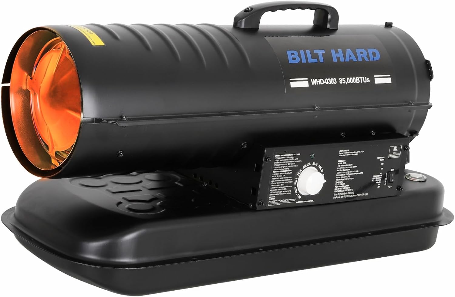 BILT HARD 85,000 BTU Portable Kerosene Diesel Heater, Forced Air Torpedo Heater with with Adjustable Thermostat, for Outdoor, Garage, Workshops, Construction Site, CSA Certified