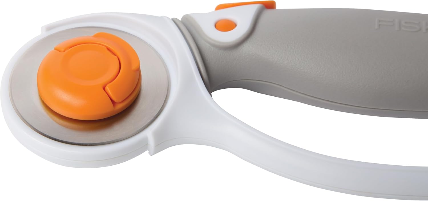Fiskars 45mm EasyChange Rotary Cutter for Fabric - Titanium Rotary Cutter Blade - Craft Supplies - Crafts, Sewing, and Quilting Projects - White/Gray