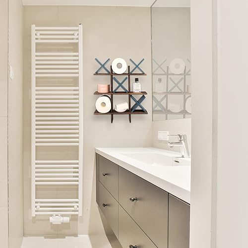 Miniatura 6 de Tic-Tac-Toe - Soporte de papel higiénico organizador de papel higiénico rústico independiente organizador de papel higiénico de madera para baño