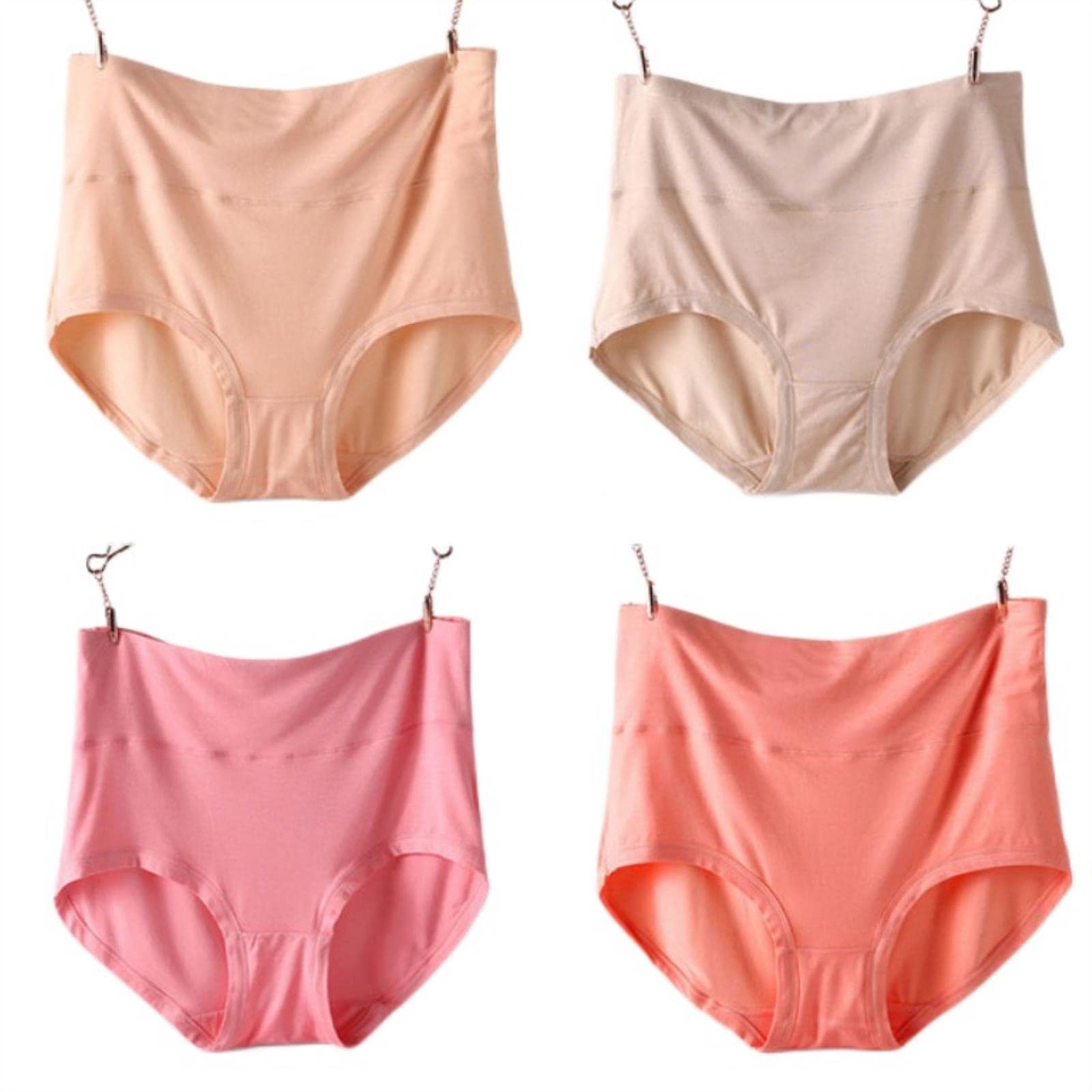 Majtki z wysokim stanem 4 szt./partia wysoka talia plus size majtki dla kobiet wiskoza bezszwowa bielizna-1, XL 75-85 kg