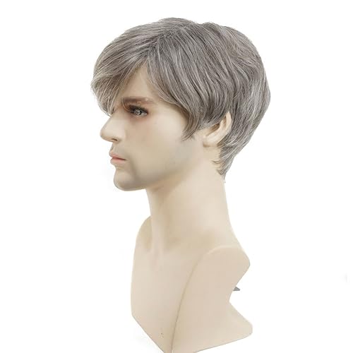 Miniatura 3 de Hombres Corto Recto Peluca gris sintético Pelucas Naturales para hombres moda wiginway