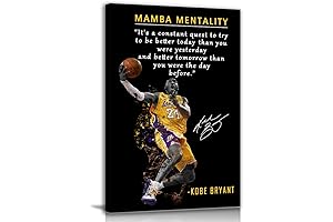 Framed Kobe Bryant Inspirational Poster Canvas Wall Art - Basketball Mamba Mentality Quote Wall Art