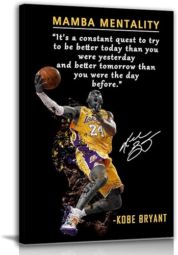 Miniatura 1 de Kobe Bryant - Póster inspirador para pared, lienzo con cita de mentalidad de Mamba, arte de pared, diseño deportivo de jugador de baloncesto,