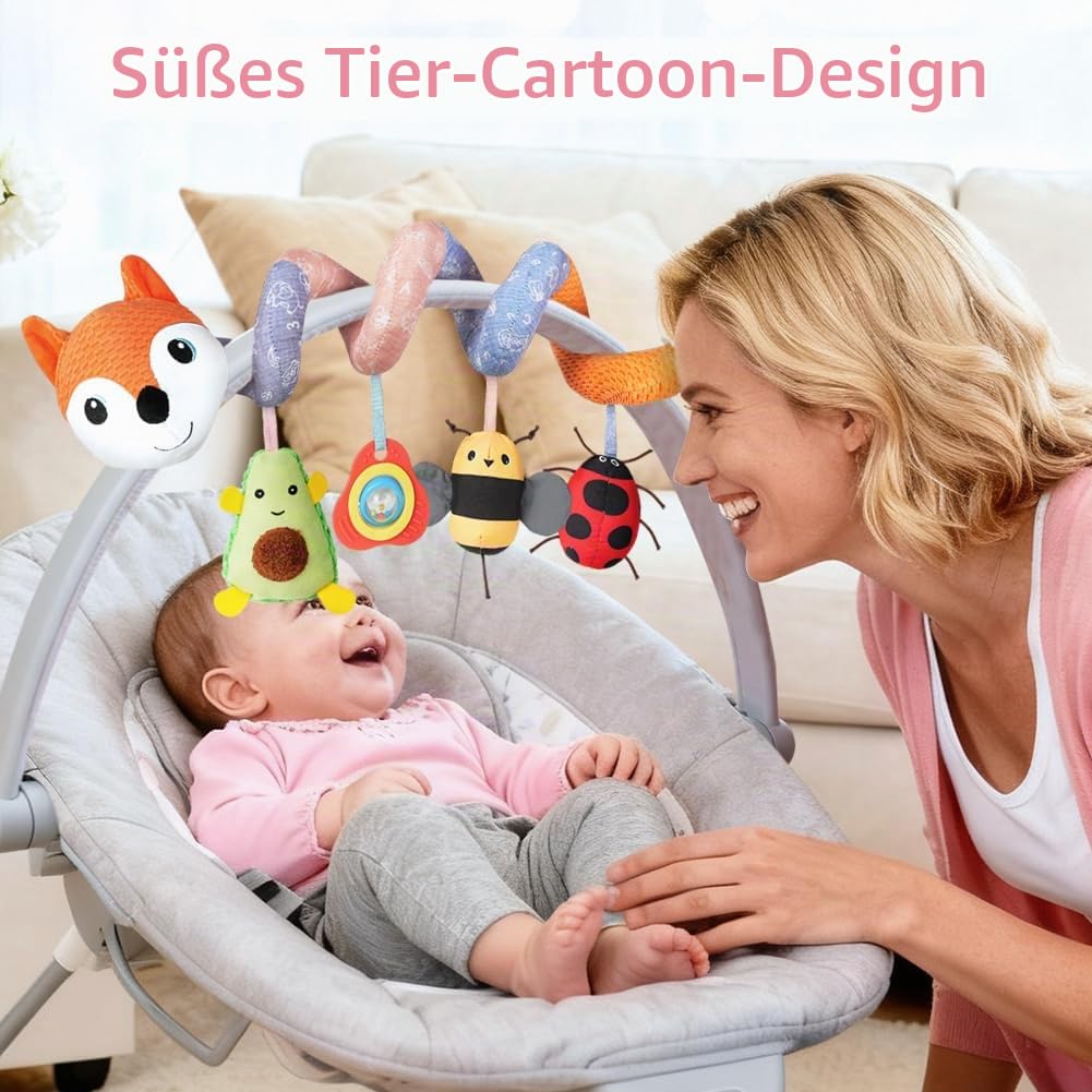 Vicloon Kinderwagen Spielzeug, Activity-Spirale Spielzeug, Hängendes Rasselspielzeug, Autositz-Spielzeug, Kontrast- & Sensorikspielzeug… – Ansicht 7
