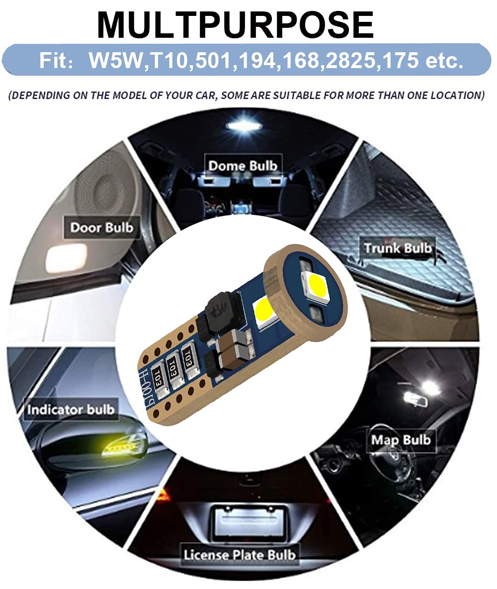 4 Lampade Canbus Lampadine LED T10 COB NO ERRORE BIANCO TARGA - Foto 5