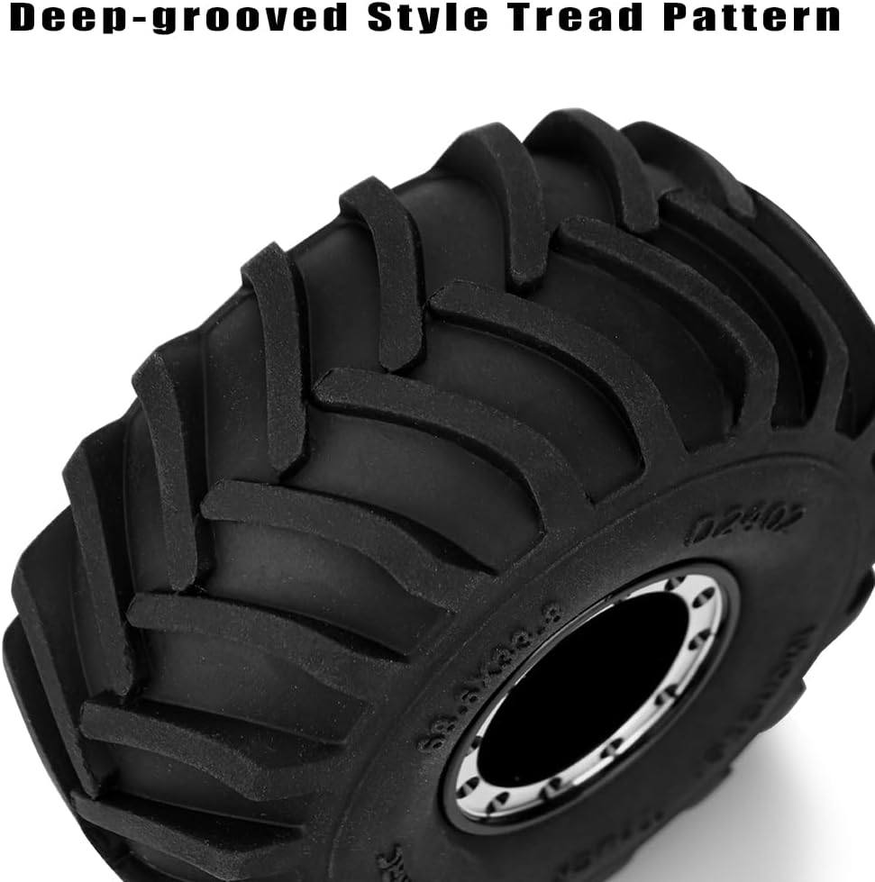 GLOBACT Aluminum Monster Truck RC Wheel Tires 68 * 33mm for 1/24 AXIAL SCX24 FMS FCX24 RC Crawler Car Upgrade Accessories (4Pcs Black)
