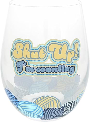 Pavilion Gift Company - Copa de vino sin tallo de 18 onzas, divertido hilo tonto