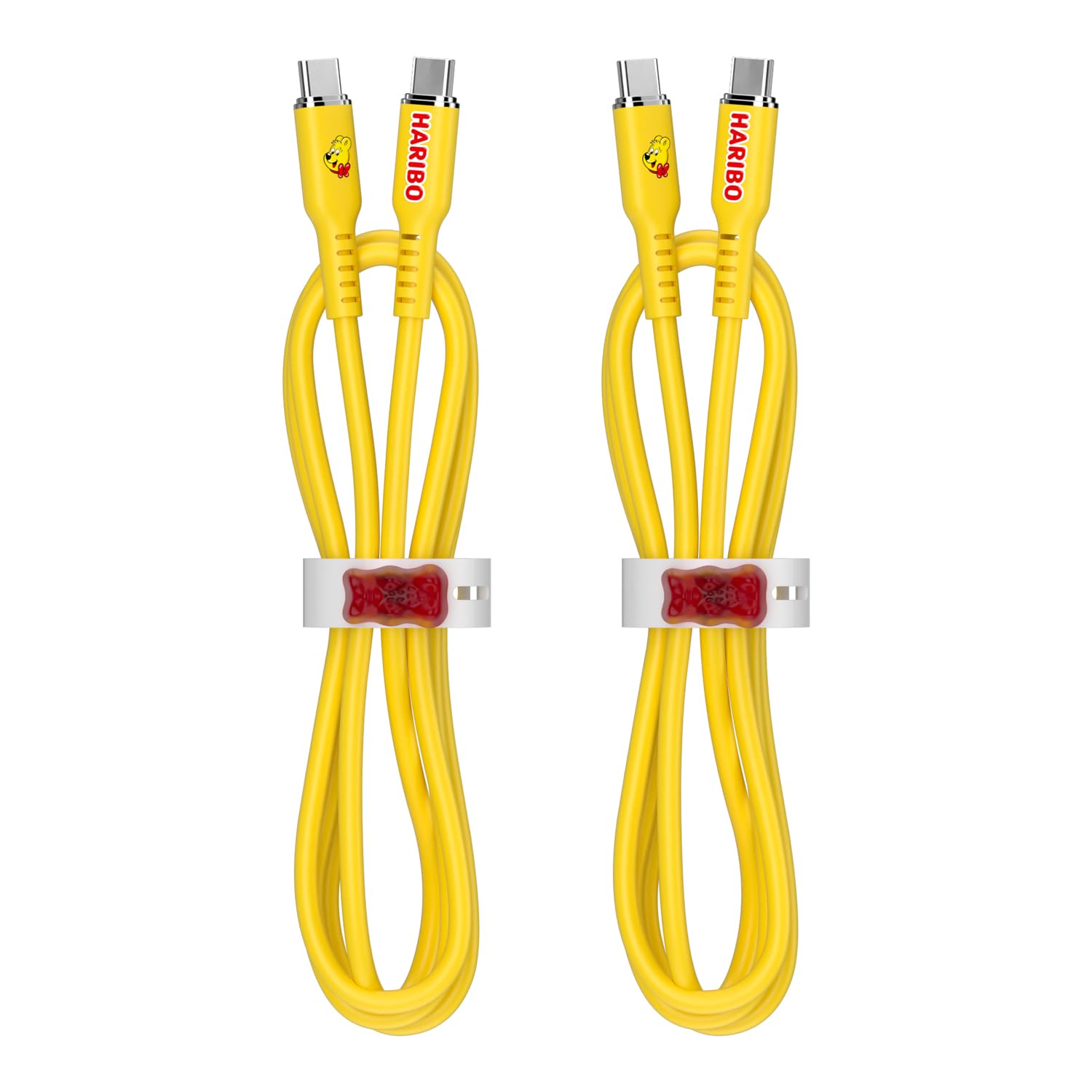 Haribo - Cable USB C a USB C (paquete de 2, 5 pies), carga rápida PD de 60 W, cables de carga USB 2.0 estilo oso de goma para iPhone, Samsung Galaxy