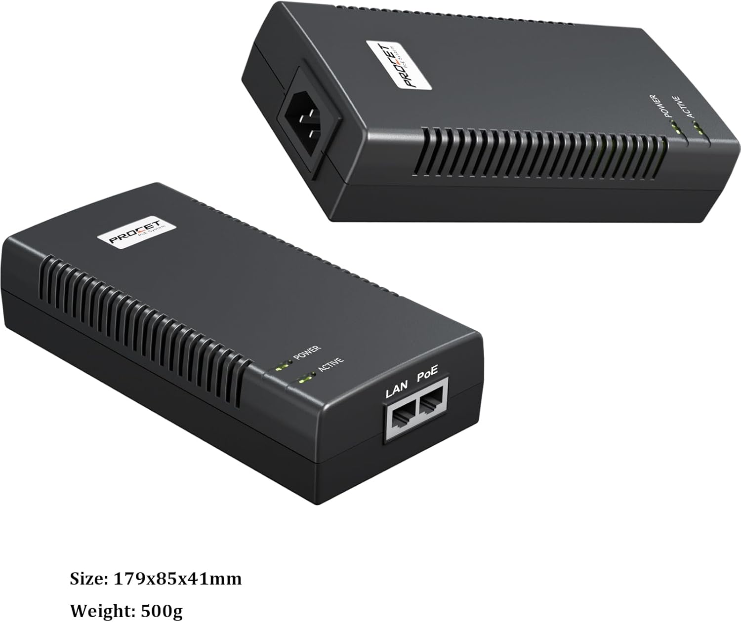 PROCET Gigabit PoE Iniector 90W PoE++ Power Injector with 6KV Surge Protector for HD PTZ AI Camera, CCTV Camera, Gate Hub, Wireless AP, Base Station, PoS System
