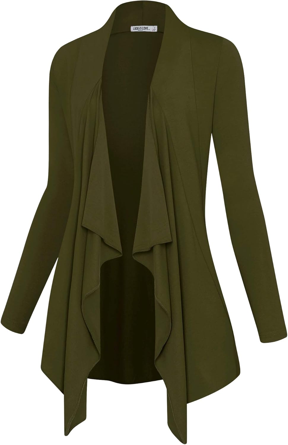 Lock and Love Women's Drape Front Open Cardigan Long Sleeve Irregular Hem S-5XL Plus Size