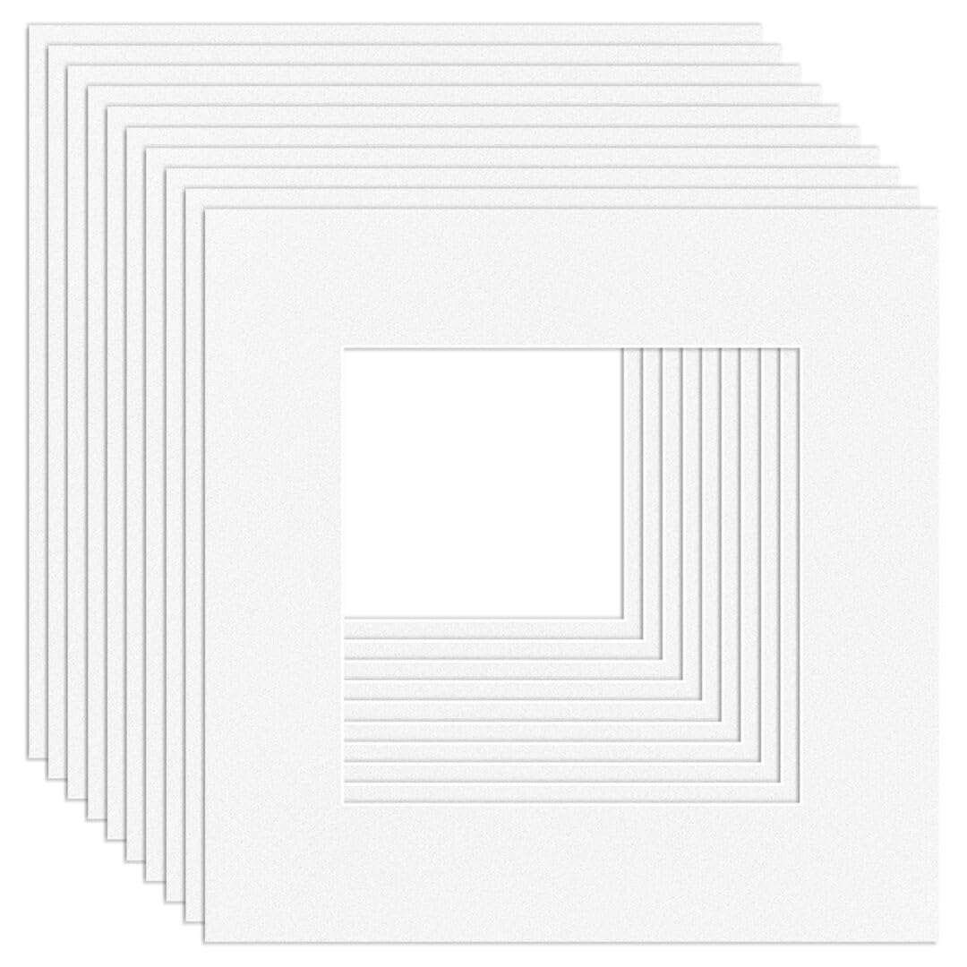 Procut Global 8x8" White Picture Mounts Board to Fit 5x5" Aperture Size - Photo Mount Card Ideal for Prints, Artwork, Crafts & Certificates - Sizes & Colors Available - Pack of 10 โ image 1