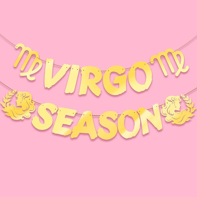 Gold Shiny Virgo Season Banner, Big Virgo Energy Banner, August/September Birthday Party Decorations, 12 Constellation Zodiac Leo Birthday Party Decorations, Astrology Parties Supplies