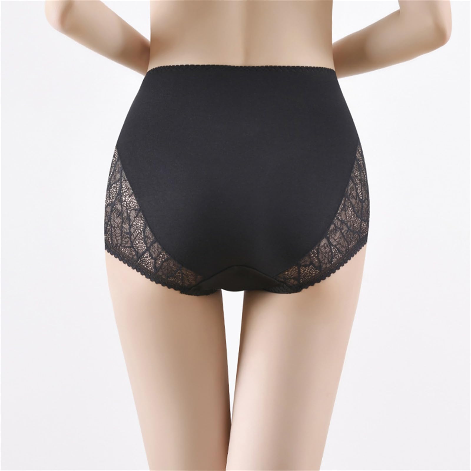 Bragas Hipster Mujer Bragas De Encaje De Cintura Alta con Costuras De Satén para Calzoncillos De Talla Grande para Mujeres 3 Paquetes