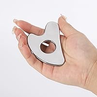 Vista 5 de BTYMS Gua Sha Herramientas faciales de acero inoxidable, herramienta Guasha en forma de corazón con agujero, herramienta de escultura facial