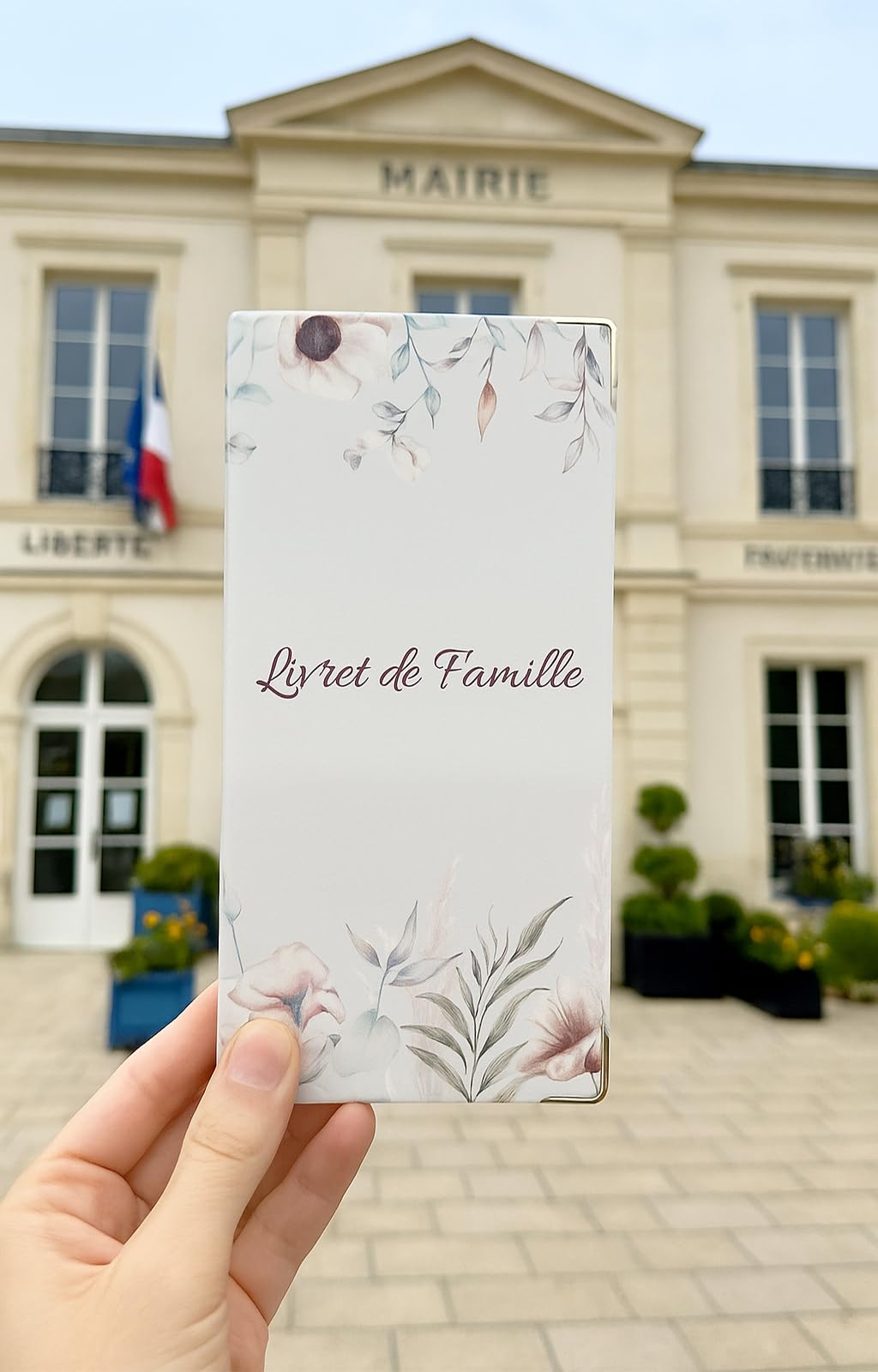 Nemau Étui Livret de Famille Protège-Livret Officiel Housse Gomme Expansée Format Mairie Fabriqué France Souple Imperméable Élégant Modèle Fleurs Bohèmes