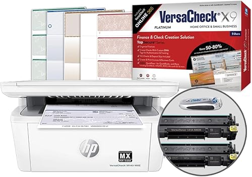 VersaCheck HP Laserjet M140 MXE MICR All-in-One Check Printer X9 Platinum Paquete de software de impresión de cheques de 5 usuarios