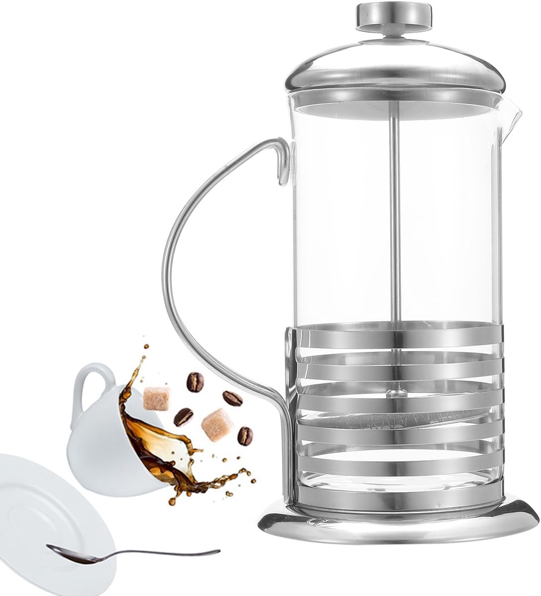 600/800ml Stainless Steel French Press Coffee Cup Tea Maker Cafetiere Filter-600Ml