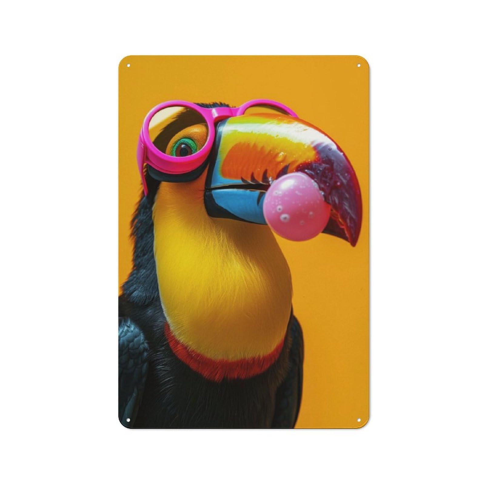 Junmoney Toucan Bubblegum Metal Wall Art Sign 30X20cm, Retro Vintage Wall Decor For Kitchen, Hallway, Bar Or Small Cafe