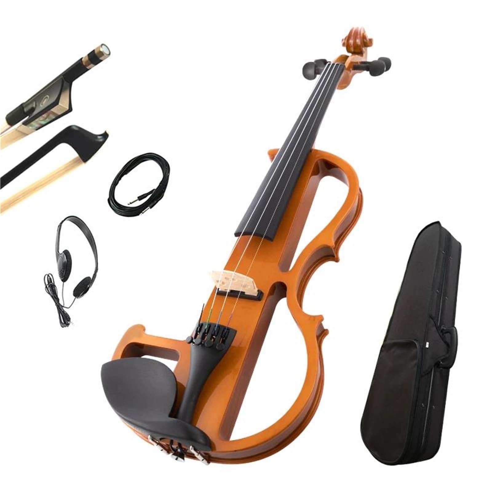 Kit Di Violino Professionale Violino Elettrico In Legno Massello Per Strumento A Corde Di Violino 4/4 Con Pioli E Mentoniera In Ebano