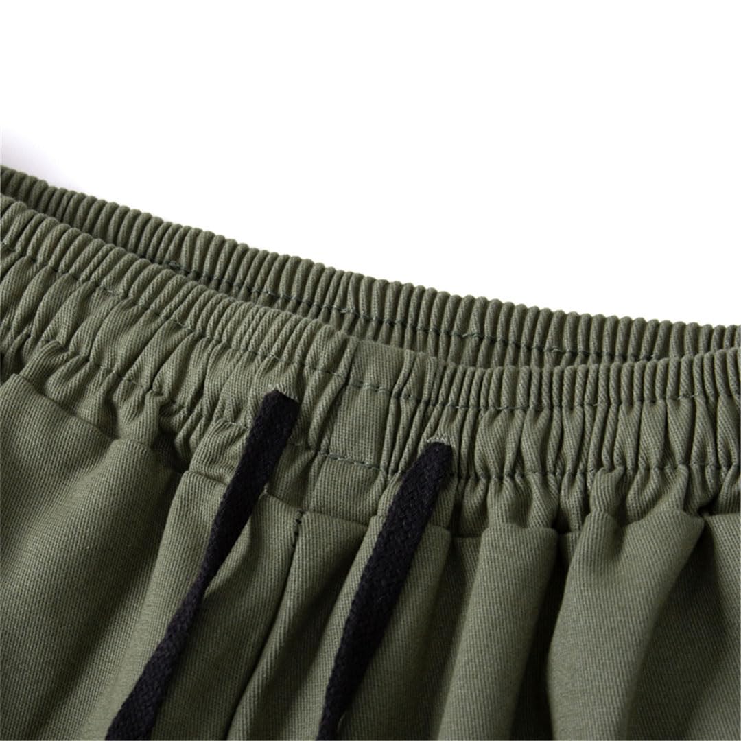 Vogrtcc Pantalones Rectos De Carga Al Aire Libre De Cintura Alta para Hombres Pantalones Casuales con Múltiples Bolsillos De Cintura Elástica
