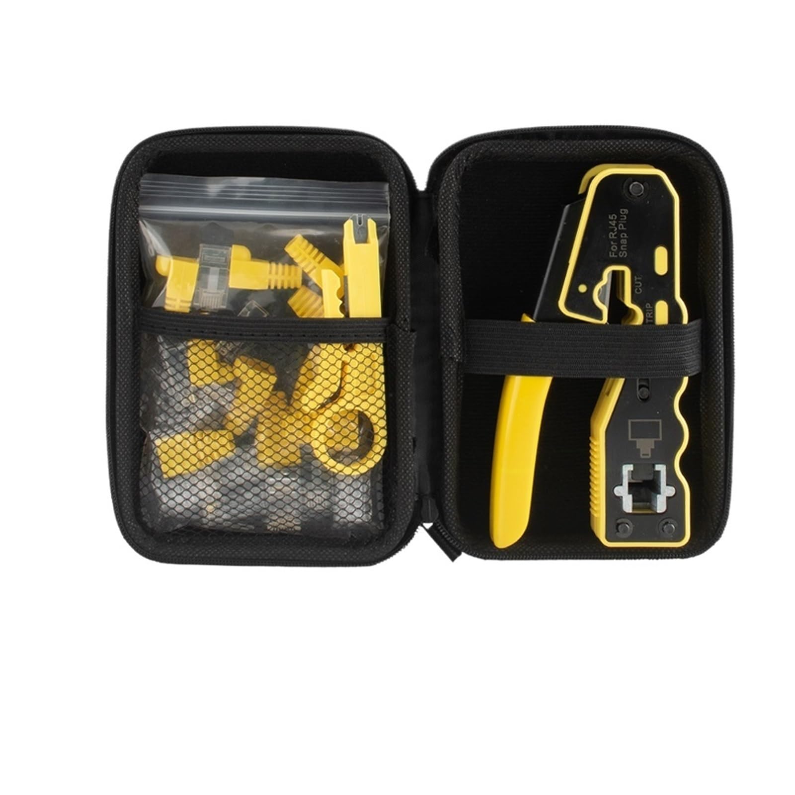 Kit de herramientas de red de paso Cat6, alicates de prensado RJ45, pelacables, conectores Cat6 de una sola, botas 8P, funda EVA