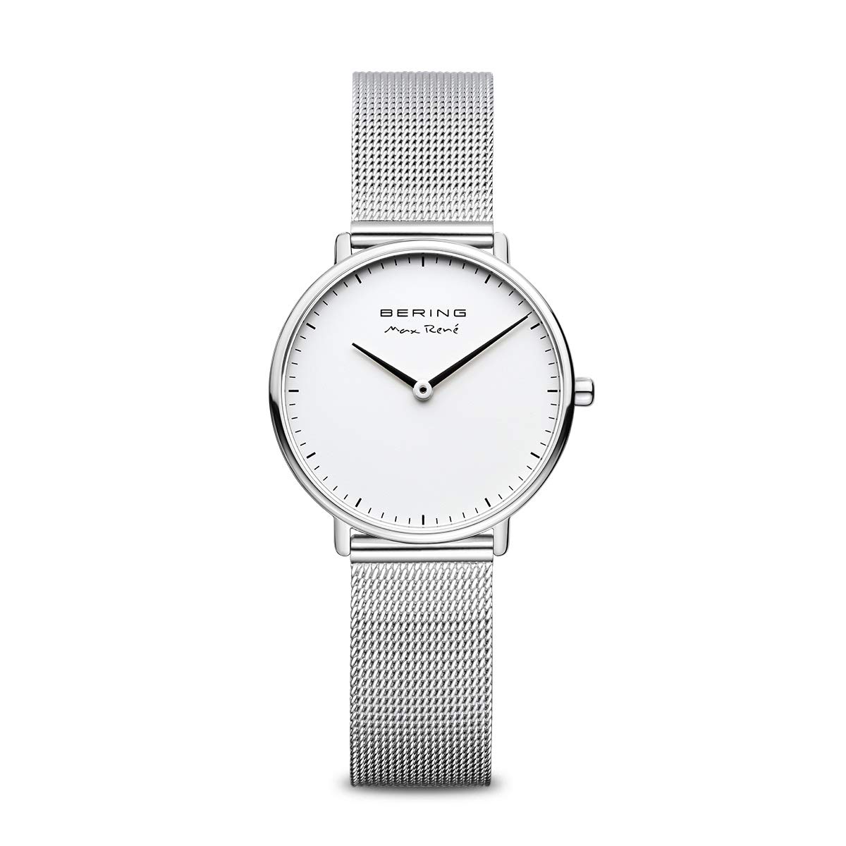 Bering Damen Quarz Uhr | Armbanduhr 30 mm Edelstahlgehäuse und Zifferblatt | Milanaisearmband | Saphierglas | 3 ATM | 15730