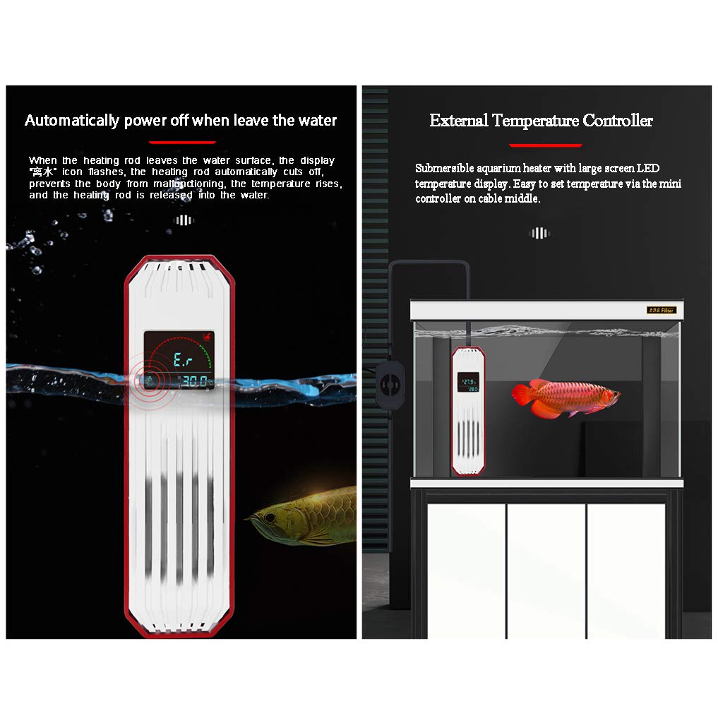 Calentador de Tanque de Peces de Acuario 300W-1200W, Calentador de Acuario de conversión de frecuencia PTC con termómetro, diseño Digital a Prueba de explosiones
