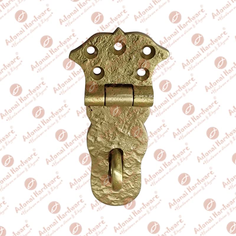 Image of Adonai Hardware inchParan inch Heavy Duty Brass Safety Locking Hasp and Staple (4 inch x 2 Pack, Satin Brass) for Vintage Pirates Treasure Chest, Trunk, Wooden Jewelry Box, Cases, Furniture and Sheds
