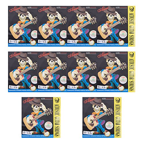 WANDIC Pack of 10 Alice Stainless Steel Folk Acoustic Guitar 5th A Strings