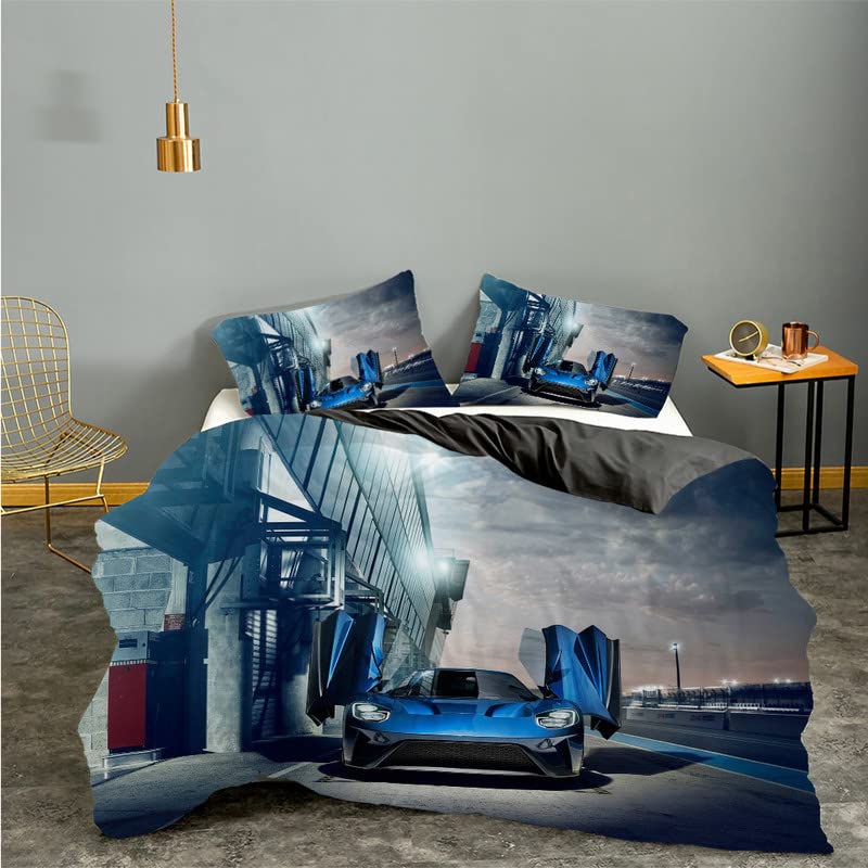 Housse de Couette 160x200 Bleue à Fermeture Éclair Pratique