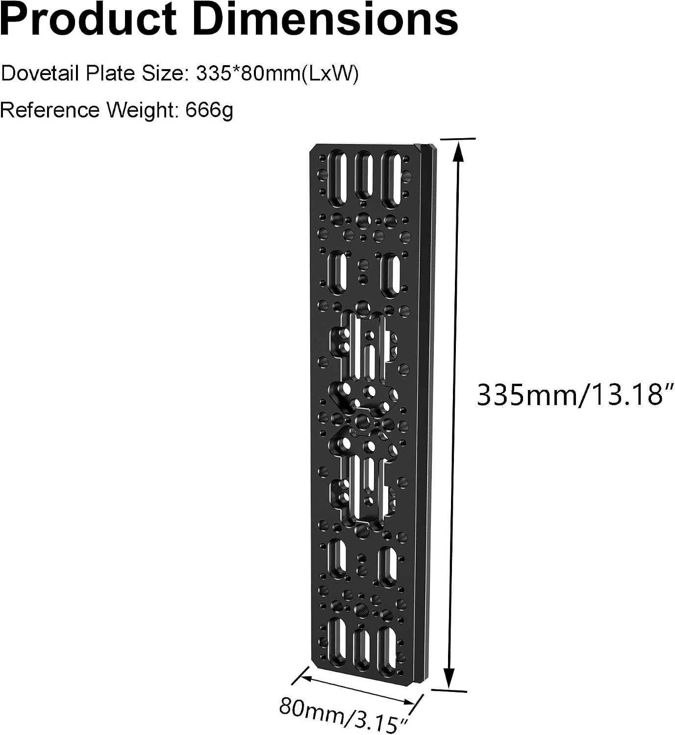 Dovetail Mount Plate,Guidescope Star Dovetail Mounting Plate 335mm | Aluminum material,,Suitable for Large Equatorial Instruments and Telescope Accessories-Black