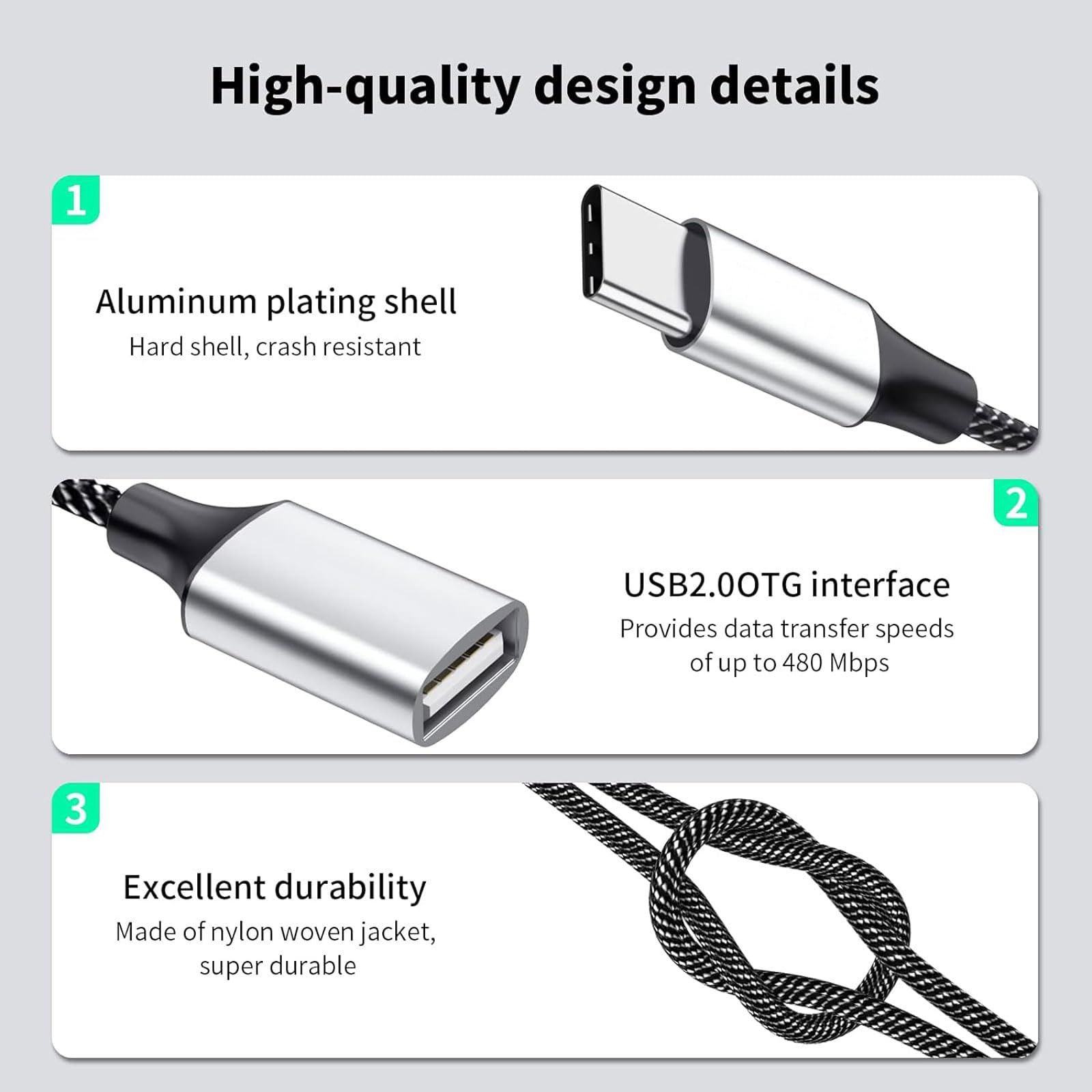 Fidioto Cable USB C macho a 4 USB hembra, adaptador de cargador tipo C a 3 USB, hub para laptop, tablet, teléfono, unidad de disco flash, consolas de juegos
