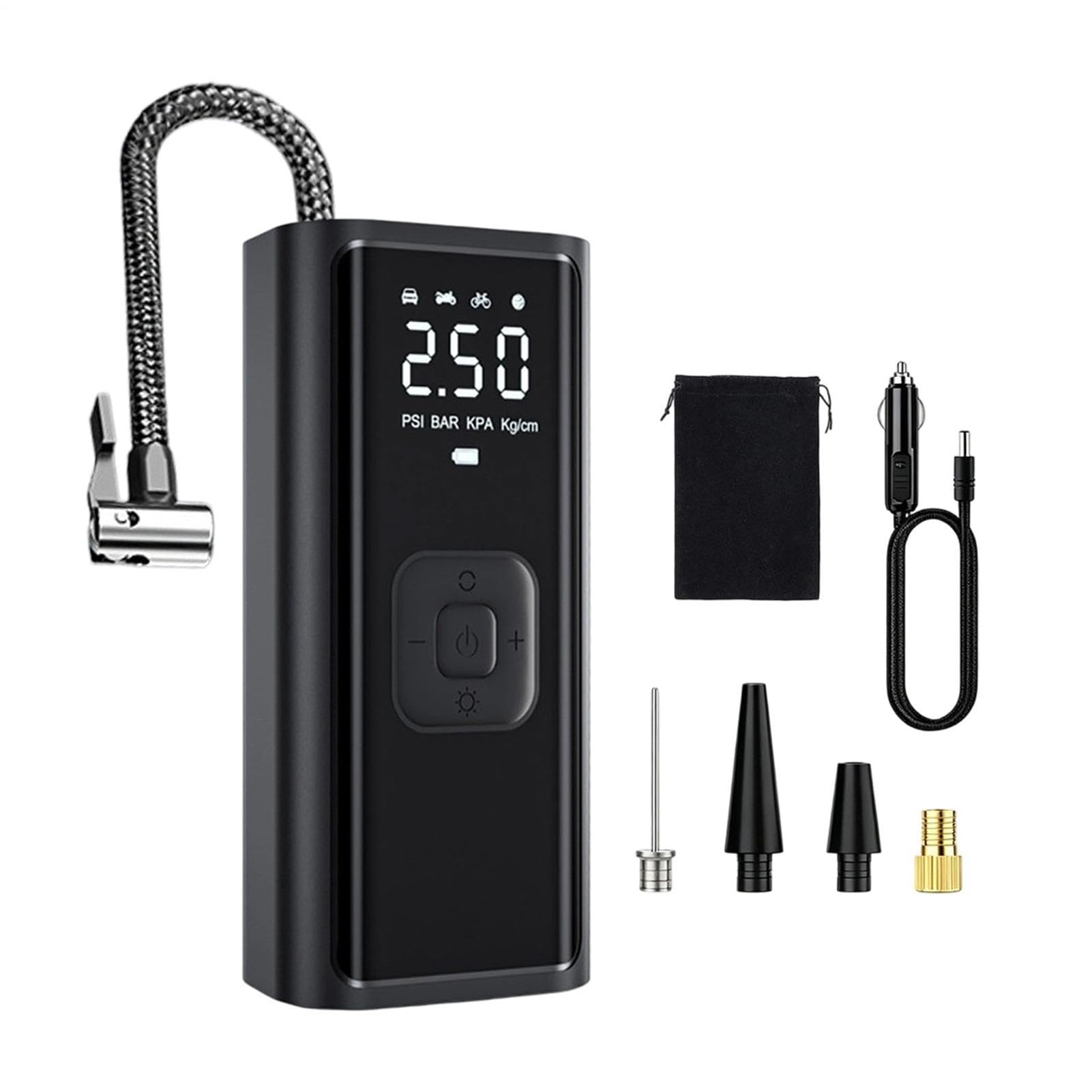 Gonfleur de pneu portable pour voiture, pompe à air électrique avec 2 modes