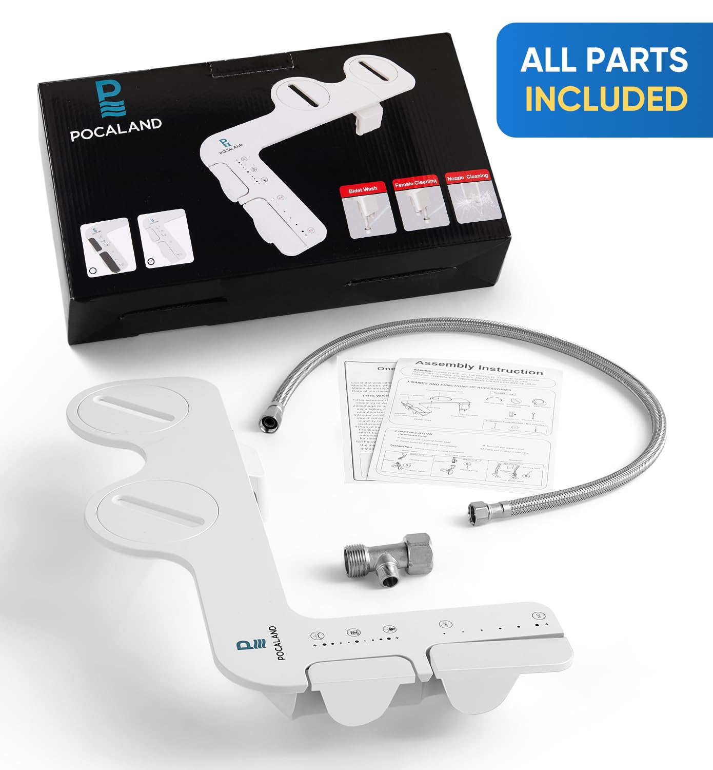 Ultra-Slim 3-in1 Bidet Self-Cleaning Posterior Feminine Wash- Retractable Dual Nozzles Non-Electric Bidet Attachment for Toilet Seat Adjustable Fresh — view 7