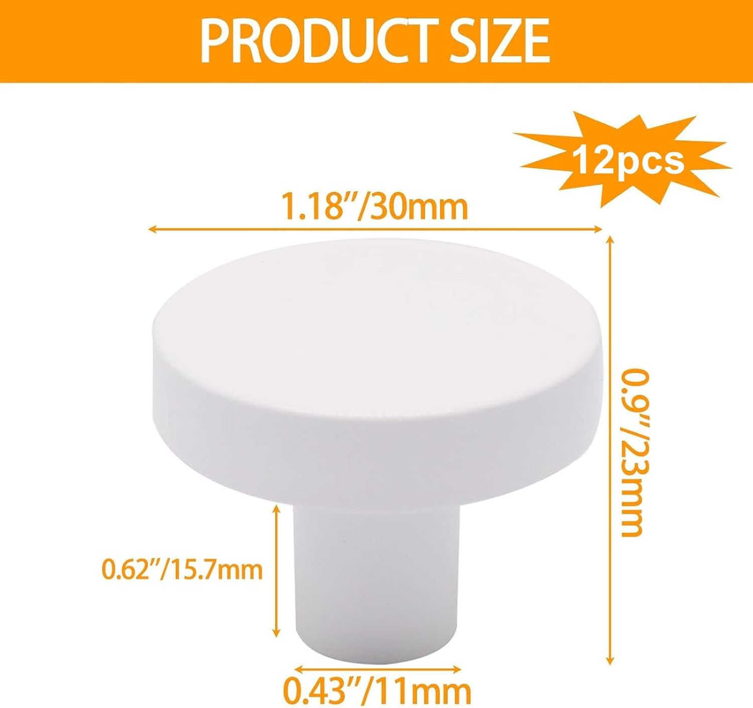 Cabinet Knobs White 12 Pack, Round Dresser Drawer Pulls Handles, Single Hole Door Knob for Cabinets and Drawers