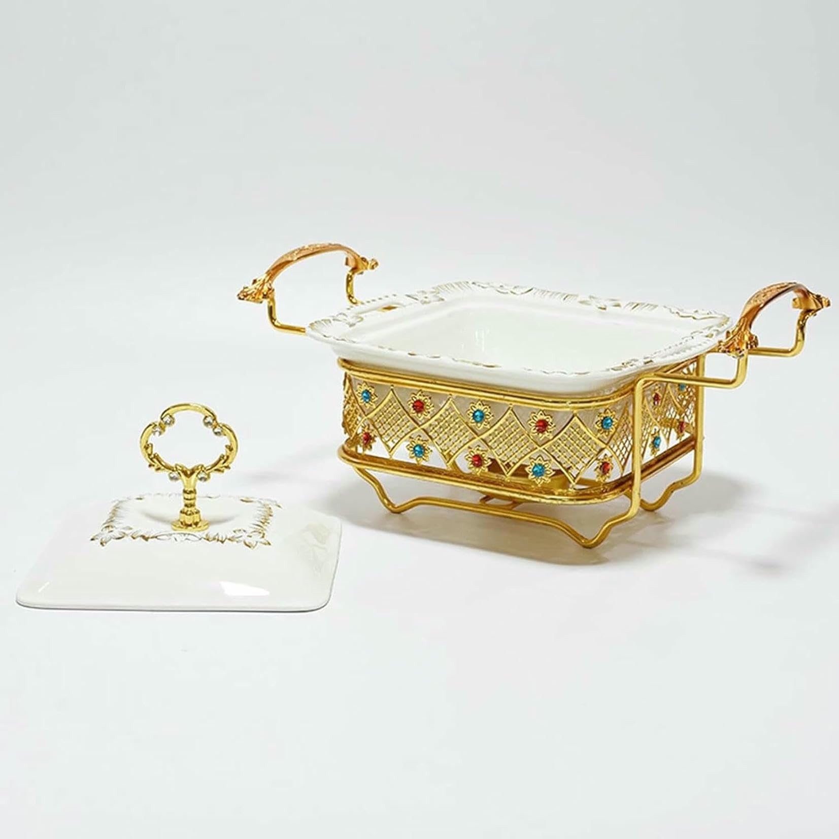 Set di Buffet in Ceramica con Riscaldamento A Fornello E Piattaforma, Grande, con Decorazione di Diamanti, Ideale per Buffet, Ristoratori, Cucine E ~/
