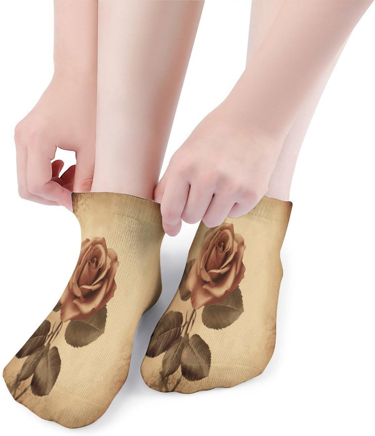 Vintage Rose Ankle Socks for Men Women 5 Pairs | Comfortable Casual Low Cut Socks, Lightweight No Show Breathable Athletic Socks, Soft Mini Crew Socks for All Seasons