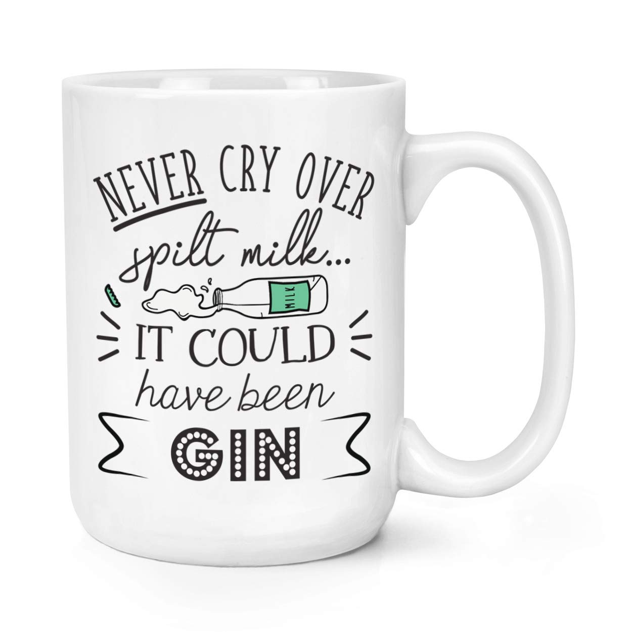 Sottobicchiere Umoristico Con Frase Never Cry Over Spilled Milk – 9x9 Cm, Finitura Lucida, Gift Base