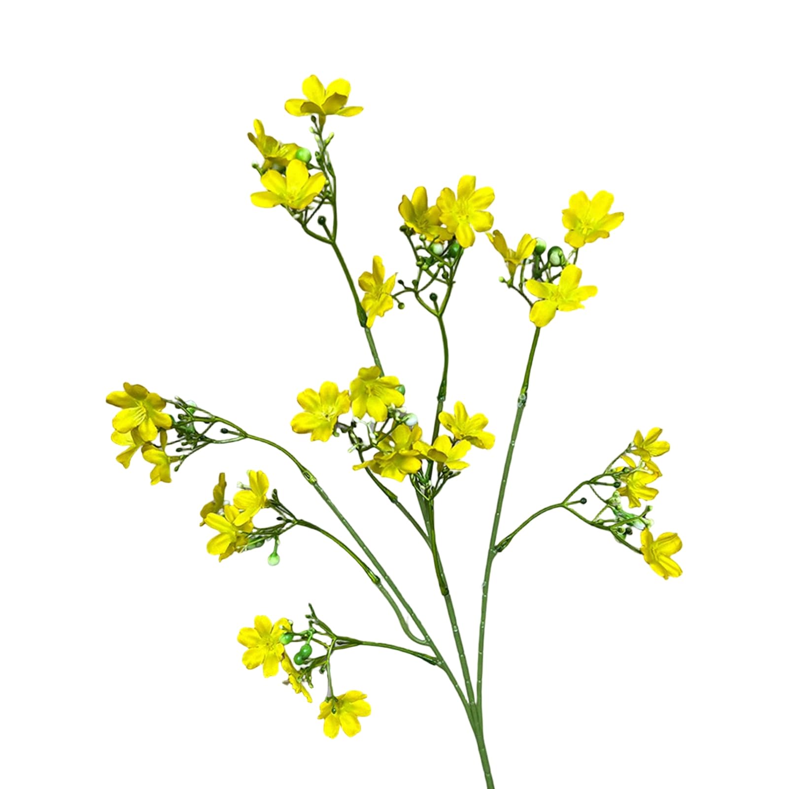 Tuxoiou Artificial Flowers, 3-Fork Long Stem Faux Silk Flower Branch, Realistic Fade Resistant Floral Stems for Indoor Outdoor Vase Centerpiece Decor Yellow