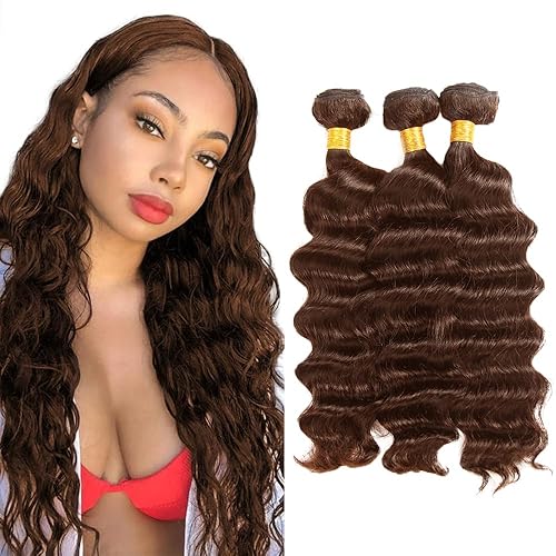 Color #4 Bundles Human Hair Chocolate Brown Deep Wave Bundle