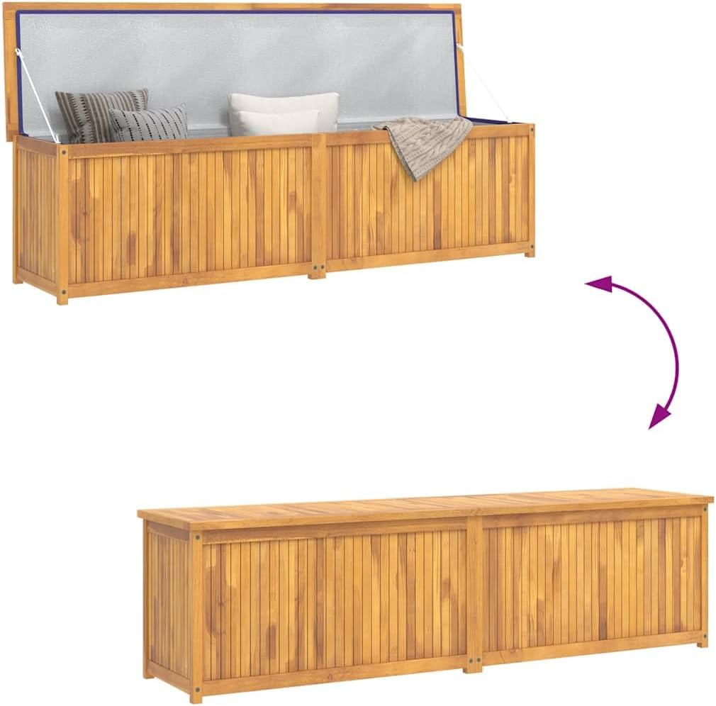 Garden Box Natural Wood Solid Teak Wood 78.7x19.7x21.7 in Outdoor Furniture Storage Boxes